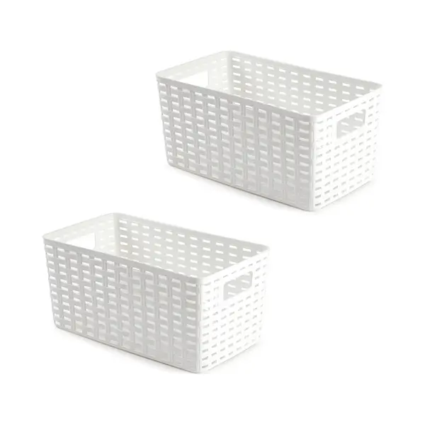 PlasticForte Opbergmand - 4x - Kastmand - Rotan Kunststof - Wit - 5 Liter - 15 X 28 X 13 Cm thumbnail