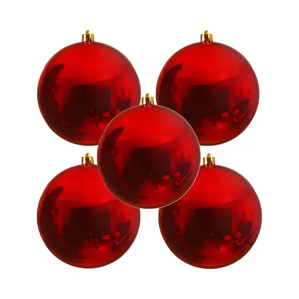Decoris Kerstbal - 5x - Rood - Groot - 14 Cm - Kunststof - Glans - Kerstversiering thumbnail
