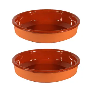 Gerimport Tapas Bord/schaal - 2x - Sevilla - 21 Cm - Aardewerk - Oranje - Serveerschaal