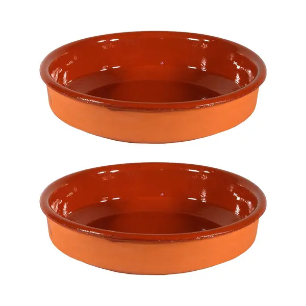 Gerimport Tapas Bord/schaal - 2x - Sevilla - 21 Cm - Aardewerk - Oranje - Serveerschaal thumbnail