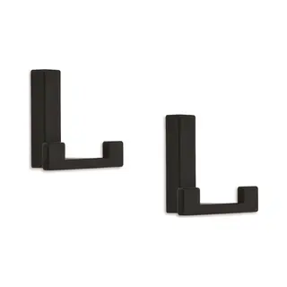 Luxe Kapstokhaken Of Jashaken Modern Met Dubbele Haak - 4x - Zwart - 4 X 6 Cm - Metaal