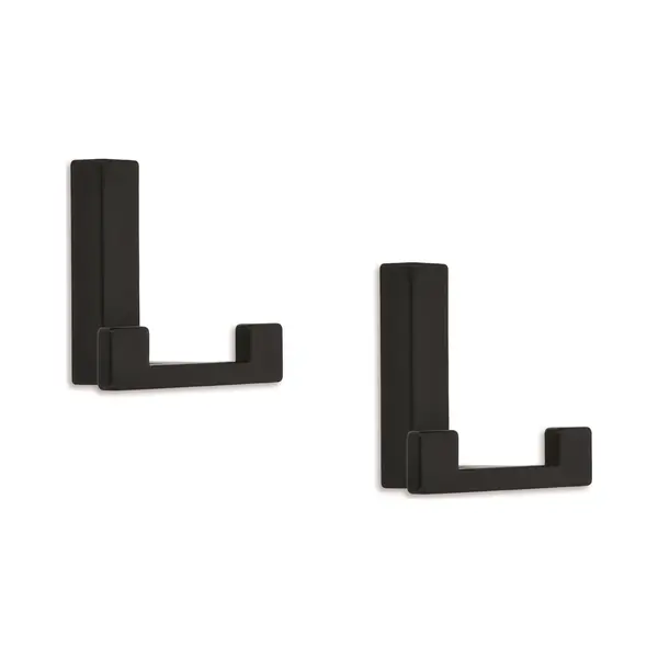Luxe Kapstokhaken Of Jashaken Modern Met Dubbele Haak - 4x - Zwart - 4 X 6 Cm - Metaal thumbnail
