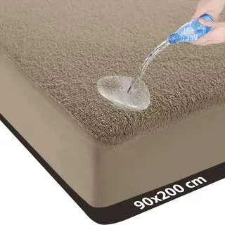 Waterdichte Matrasbeschermer 90x200 - LitaLente - Katoenen Matrasbeschermers - Matrasbeschermer 90x200 - Hoeslakenbadstof Matrasbeschermhoezen -