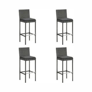 Garten-barhocker Mit Kissen 4 Stk. Grau Poly Rattan - Vidaxl