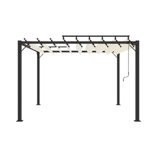 VidaXL Pergola Mit Lamellendach 3x3 M Creme Stoff Und Aluminium