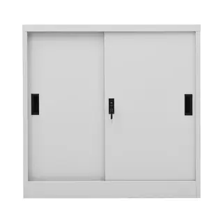 Office Cabinet With Sliding Door Light Grey 90x40x90 Cm Steel Vidaxl