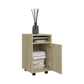Side Cabinet With Wheels Sonoma Oak 33x38x60 Cm Engineered Wood Vidaxl