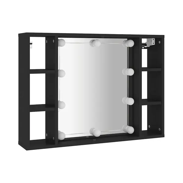 VidaXL Spiegelkast Met Led-verlichting 76x15x55 Cm Zwart thumbnail