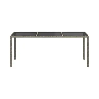 VidaXL Tuintafel 190x90x75 Cm Gehard Glas En Poly Rattan Grijs