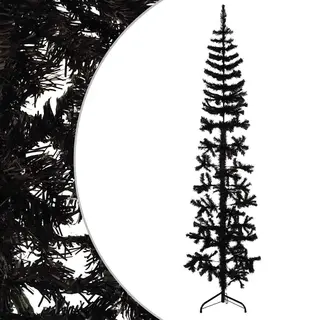 VidaXL Künstlicher Halb-Weihnachtsbaum Ständer Schlank Schwarz 210 Cm