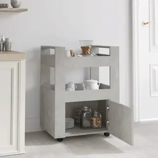 VidaXL Single Door 2 Shelf Concrete Grey Kitchen Trolley