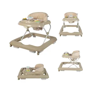 Bebies First Loopstoel / Baby Walker – Makkelijk In Te Klappen – In Hoogte Verstelbaar – Met Afneembare Speelset - Taupe
