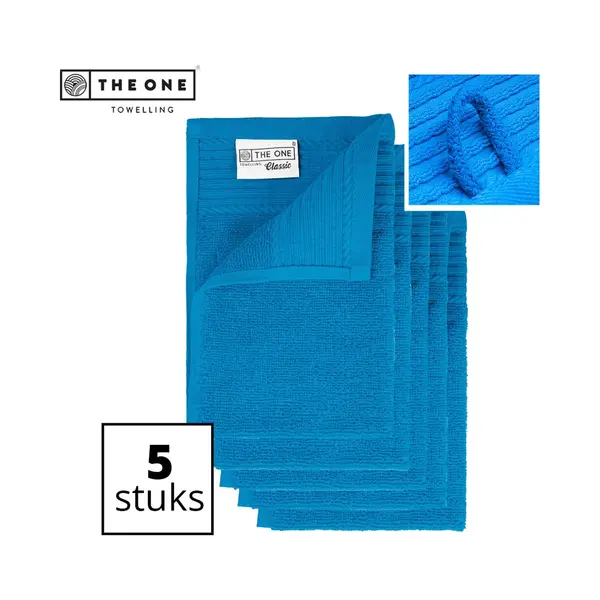 The One Towelling Classic Gastendoeken - 30 X 50 Cm - 5 Stuks - Voordeelverpakking - Hoge Vochtopname - 100% Zacht Katoen - Turquoise thumbnail
