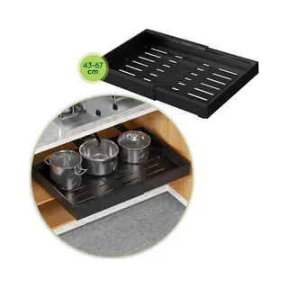 Xivada Schuiflade Keukenkast - Keukenkast Organizer Ladesysteem - Zwart - Verstelbaar 43 - 67 Cm - Gootsteenkast Organizer