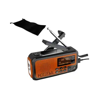 Follesa® Dab-373BT Noodradio - Solar Powerbank - 5000mAh - Dab+/Fm - Met Waterdicht Zakje - Noodradio - Opwindbare Survivalradio - Bluetooth &