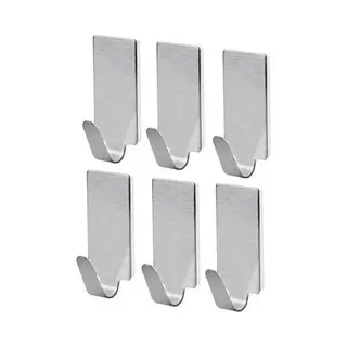 Knaak Zelfklevende Keukenhaak Set - 6 Stuks - Roestvrij Staal - Zilver- Keuken - Badkamer