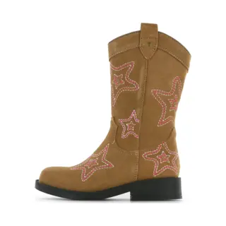 Shoesme Cognac Cowboylaars Met Sterren - Laarzen Kinderen - Meisjes - Cognac Pink - Suède - Maat 26
