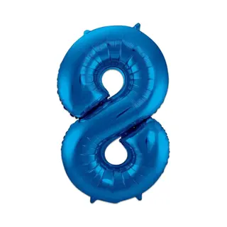 Q2P Ballon Cijfer 8 Jaar Blauw Verjaardag Versiering Blauwe Helium Ballonnen Feest Versiering 86 Cm Xl Formaat Met Rietje