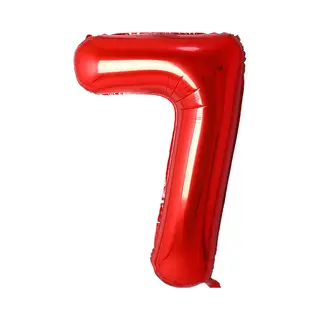 Q2P Ballon Cijfer 7 Jaar Rood Folie Ballon Verjaardag Versiering Cijfer Ballonnen Feest Versiering Met Rietje - 36Cm