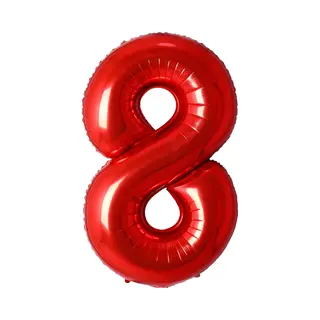 Q2P Ballon Cijfer 8 Jaar Rood Helium Ballonnen Verjaardag Versiering Cijfer Ballonnen Feest Versiering Met Rietje - 86Cm