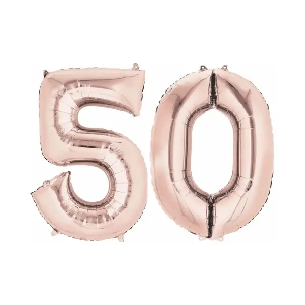 Q2P Ballon Cijfer 50 Jaar Rose Goud Helium Ballonnen Verjaardag Versiering Sarah Abraham Feest Versiering Met Rietje - 86Cm thumbnail