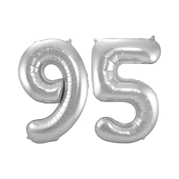 Q2P Ballon Cijfer 95 Jaar Zilver Helium Ballonnen Verjaardag Versiering Cijfer Ballon Feest Versiering Met Rietje - 86Cm thumbnail