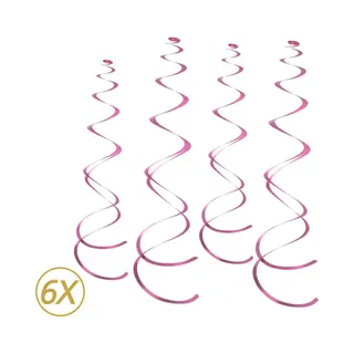 Q2P Roze Hangdecoratie Slingers Swirl Verjaardag Versiering Feest Versiering Swirls Plafond Decoratie Roze - 6 Stuks