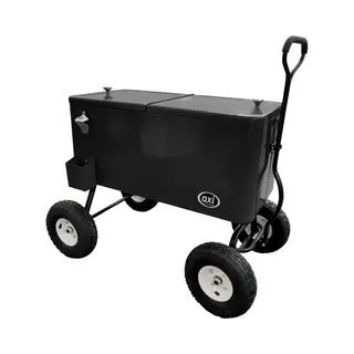 Axi Retro Getränkekühler Schwarz | Bollerwagen/Kühlwagen/Kühler Mit Rollen - 76 Liter | Fahrbare Kühlbox Für Den Garten/Outdoor