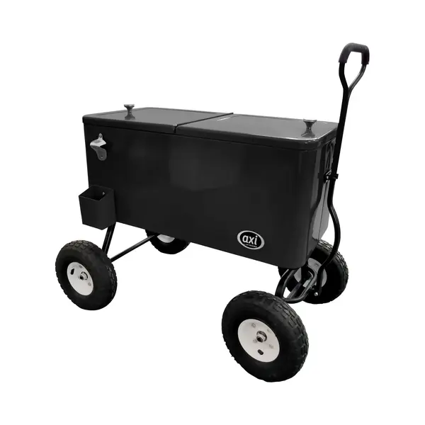 Axi Retro Getränkekühler Schwarz | Bollerwagen/Kühlwagen/Kühler Mit Rollen - 76 Liter | Fahrbare Kühlbox Für Den Garten/Outdoor thumbnail