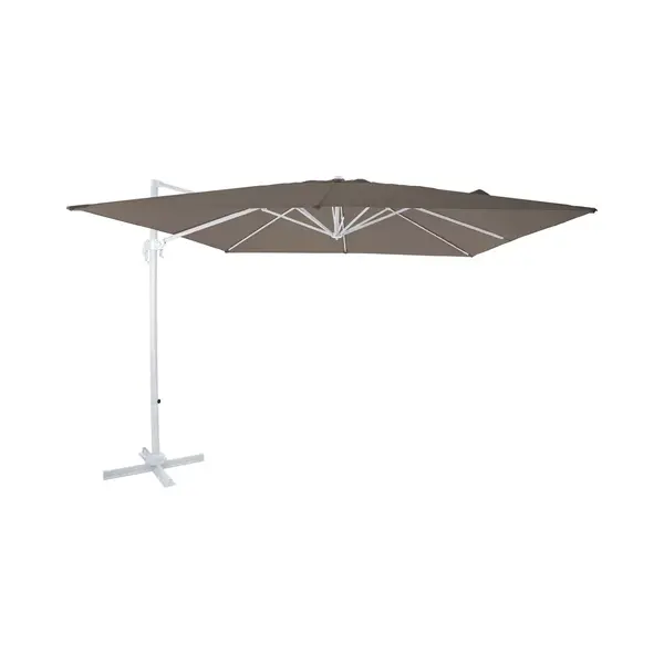 Axi Nima Zweefparasol 300x300 Cm Wit/taupe Incl. Hoes – Gepoedercoat Aluminium Frame Met Kruisvoet – 360° Draaibaar - Kantelbaar – Uv Werend thumbnail