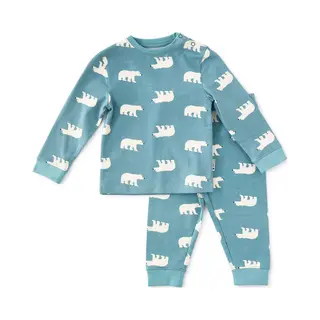 Little Label Pyjama Jongens - Maat 92 - Blauw, Wit - Zachte Bio Katoen
