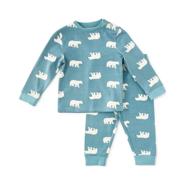 Little Label Pyjama Jongens - Maat 92 - Blauw, Wit - Zachte Bio Katoen thumbnail