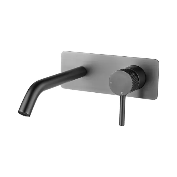 Wiesbaden Ribbd Inbouw Wastafelmengkraan Eenhendel Gunmetal thumbnail
