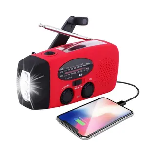 Rode Noodradio - Noodradio Opwindbaar - Noodradio Op Zonne-energie - Fm Noodradio - Dynamo Radio - Radio - Fm Radio - Powerbank Noodradio - Radio Met