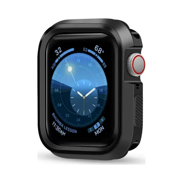 Strap-it Siliconen Case - Bescherming Geschikt Voor Apple Watch 4/5/6/Se Case - Hoesje Geschikt Voor Apple Watch 44mm Case - Zwart - IWatch Cover Voor thumbnail