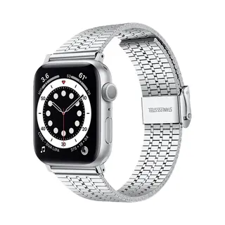 Strap-it Roestvrijstalen Band - Geschikt Voor Apple Watch Bandje - Series 1/2/3/4/5/6/7/8/9/10/11/Se/SE2/SE3 - Zilver - Rvs Stalen Band Met