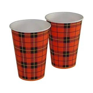 Koffie-to-go Beker Met Schotse Ruit | Wegwerp | Koffie | Thee | Karton | 100 Stuks
