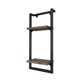 Industrial Living Wandrek - Wandplank - Fotorek - Wandrek Industrieel - Boekenplank - Wanddecoratie - Metaal Zwart - Hout - 65x25cm