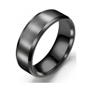 TrendFox Heren Ring Zwart Met Strak Gepolijste Rand - Staal - Ringen Mannen Dames - Valentijnsdag - Valentijn Cadeautje Voor Hem