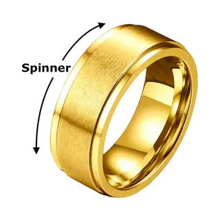 TrendFox Fidget Ring Goud Kleurig - Anxiety Ring - Fidget Toy Om Je Vinger! - Staal - Ringen Heren Dames - Valentijnsdag - Valentijn Cadeautje Voor Hem