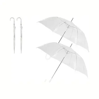 discountershop Set Van 2 Transparante Paraplu's | Lichtgewicht En Unisex | Automatisch | Diameter 102 Cm | Polyester Frame En Doek | Trouwparaplu Met Handvat In
