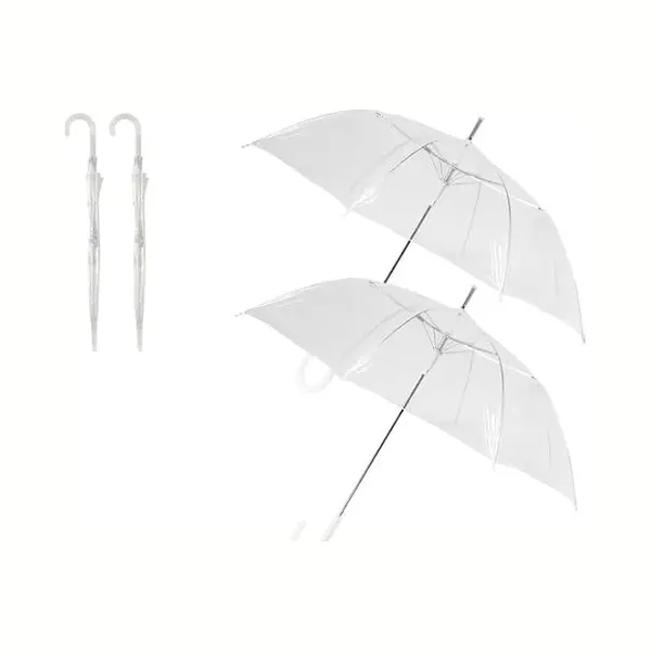 discountershop Set Van 2 Transparante Paraplu's | Lichtgewicht En Unisex | Automatisch | Diameter 102 Cm | Polyester Frame En Doek | Trouwparaplu Met Handvat In thumbnail