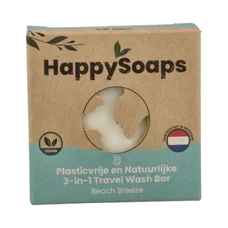 HappySoaps 3-in-1 Travel Wash Bar Beach Breeze 40 Gr