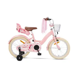 Sjoef Dolly Meisjesfiets 16 Inch Roze - Unicorn - Kinderfiets Met Zijwieltjes 4, 5 & 6 Jaar - Fiets 16 Inch