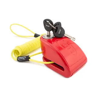 Vinz Locks Vinz Pico Schijfremslot Met Alarm - Art 4 Slot - Remschijfslot Motor Met Alarm - Voor De Verzekering - Rood