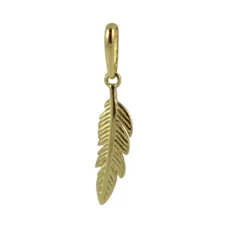 New Bling 9NBSAM-G210061 Gouden Hangertje - Dames - Veer - 14 X 3, 7 Mm - Bedel - 14 Karaat - Goud