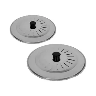 Gerimport Set 2x Stuks Universele Spatdeksels - Pannendeksels - Rvs - Met Stoomuitlaat - Dia 18 En 22 Cm