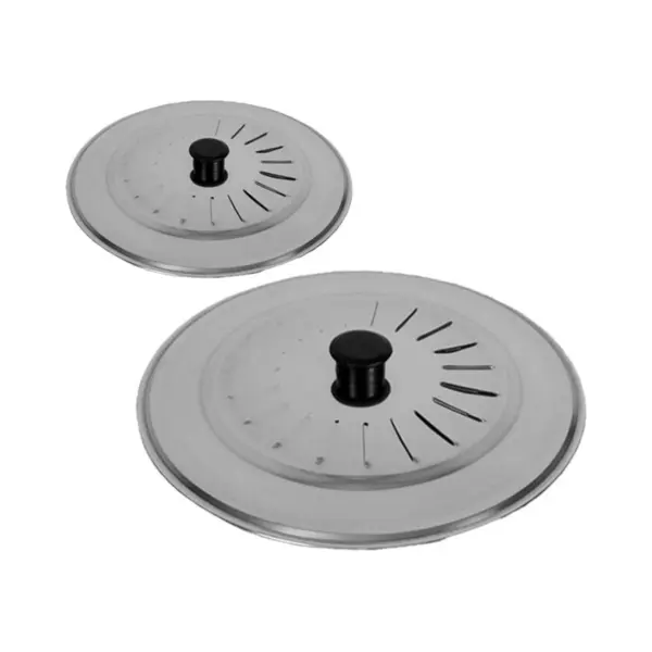 Gerimport Set 2x Stuks Universele Spatdeksels - Pannendeksels - Rvs - Met Stoomuitlaat - Dia 18 En 28 Cm thumbnail