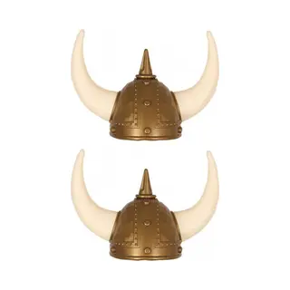 Faram Party Gouden Vikingen Verkleed Helm Met Hoorns - 2x Stuks - Volwassenen - Pvc - Carnaval