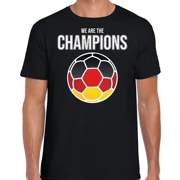 Bellatio Decorations Duitsland Ek/ Wk Supporter T-shirt - We Are The Champions Met Duitse Voetbal - Zwart - Heren - Kleding / Shirt M thumbnail